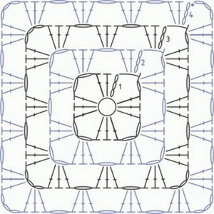 Плед крючком из квадратов схема